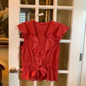 An ELLE ruffled dress shirt with sash. Size XL  Measure 14”